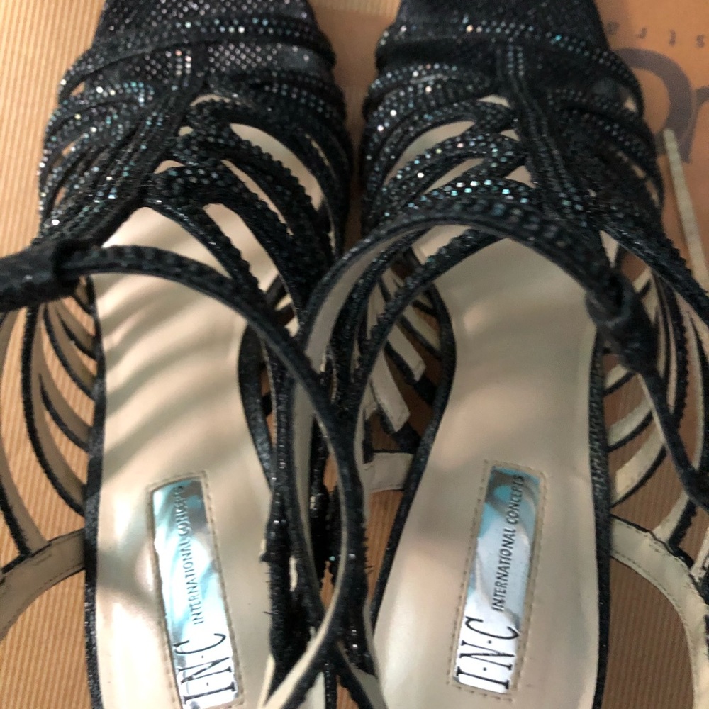 INC Black high heel strapped sandal size 9